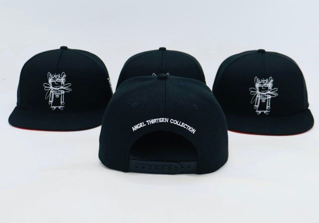 ANGEL THIRTEEN BLACK CAP - RED BOTTOM BRIM