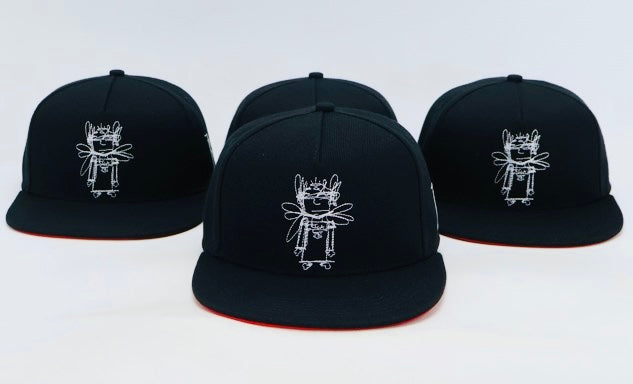 ANGEL THIRTEEN BLACK CAP - RED BOTTOM BRIM