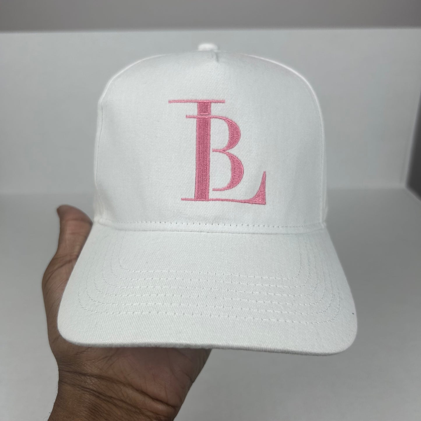 LB PINK LOGO HAT - WHITE