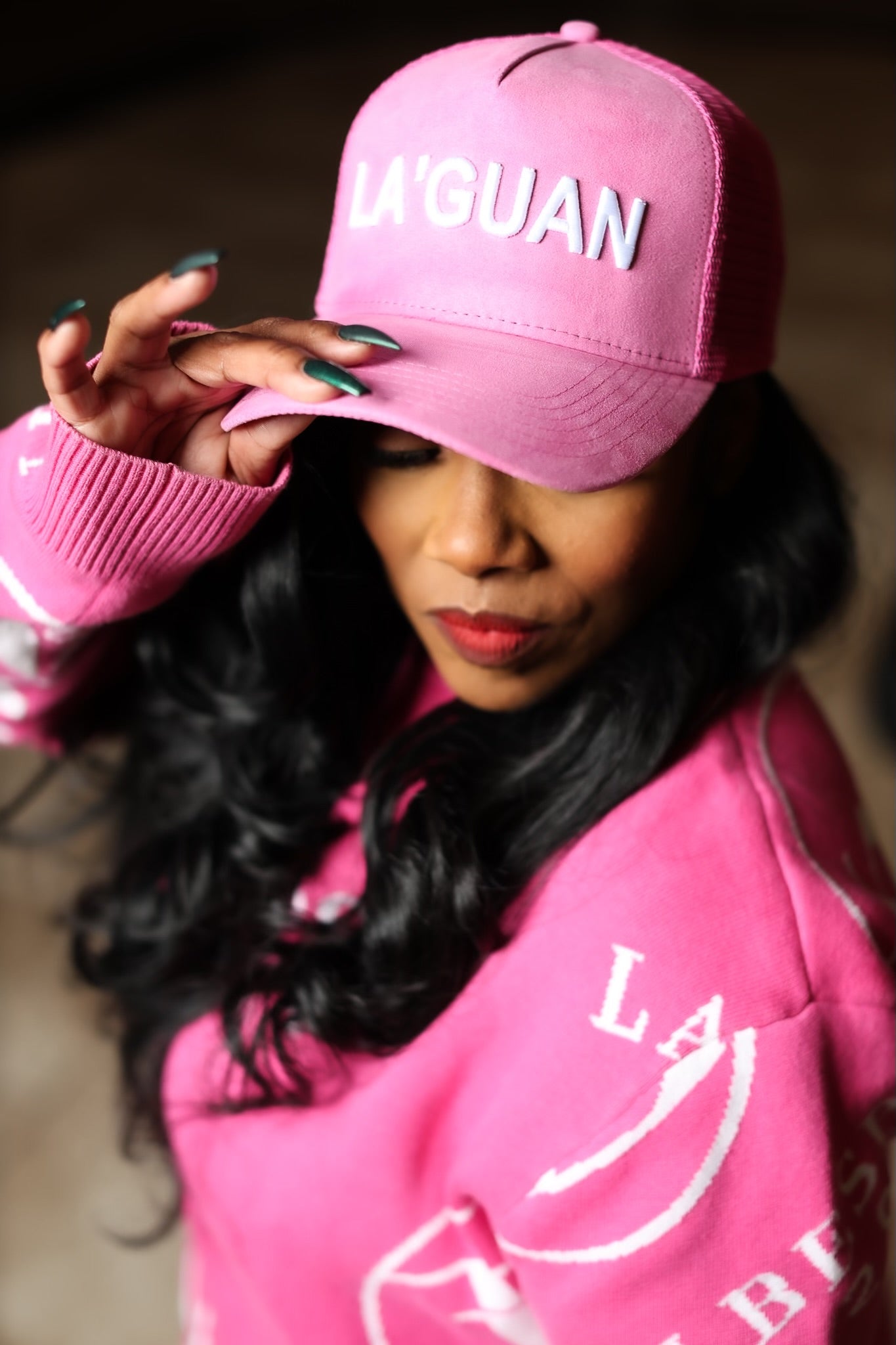 TRUCKER CAP - LA'GUAN SUEDE PINK