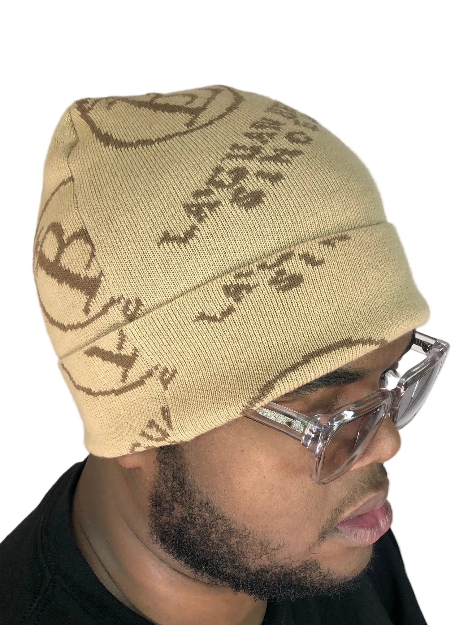 BIG MULTI LOGO BEANIE - MOCHA – LA'GUAN BESPOKE