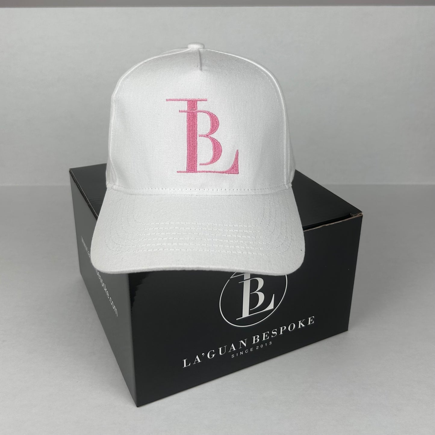LB PINK LOGO HAT - WHITE